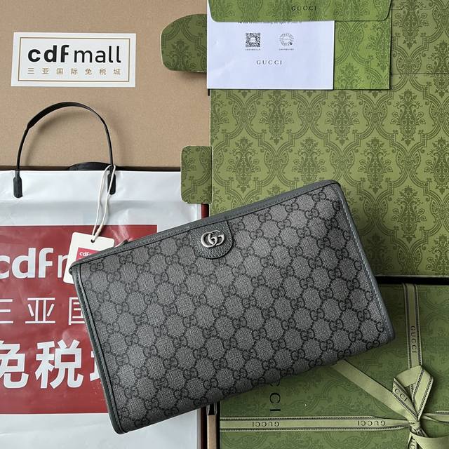 原厂皮配 Cdfmall三亚免税店手提袋 Ophidia系列手拿包 这款化妆包将标志性双g细节与灰黑配色gg Supreme帆布相结合 通过历久弥新的搭配手法致