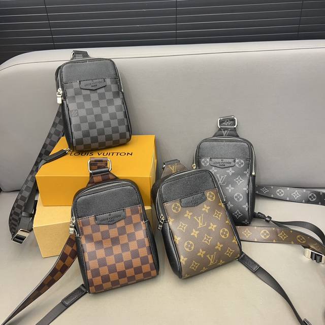 Louisvuitton 路易威登 Outdoor 胸包 男女情侣拼接斜挎单肩包 采用精湛镶嵌细工 实物拍摄 原厂原版面料 配送折叠礼盒 20 X 13Cm