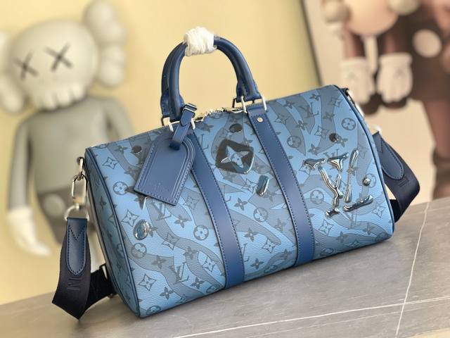 M22573 Keepall Bandouli re 35 手袋取材 Monogram Aquagarden 帆布 令 Monogram 花卉和 Lv 字母仿若