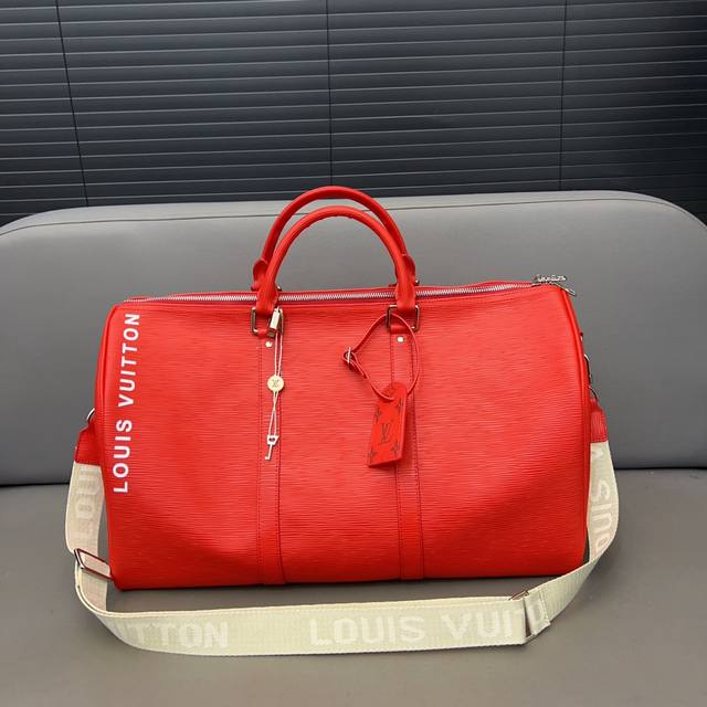 Louisvuitton 路易威登 水波纹 Keepall旅行袋 手提包袋 机场包 采用精湛镶嵌细工 实物拍摄 原厂原版面料 配送 防尘袋 50 X 27 Cm