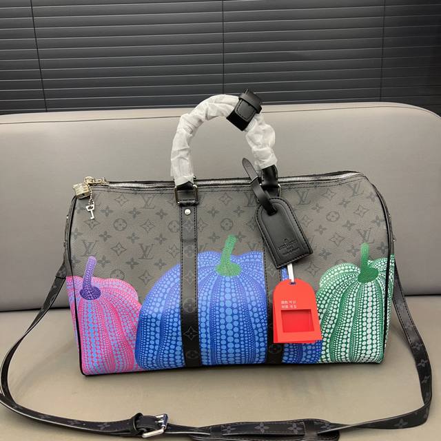 Louisvuitton 路易威登 X Yayoi 草间弥生联名 Keepall 村上隆迷彩旅行袋 手提包袋 机场包 采用精湛镶嵌细工 实物拍摄 原厂原版面料