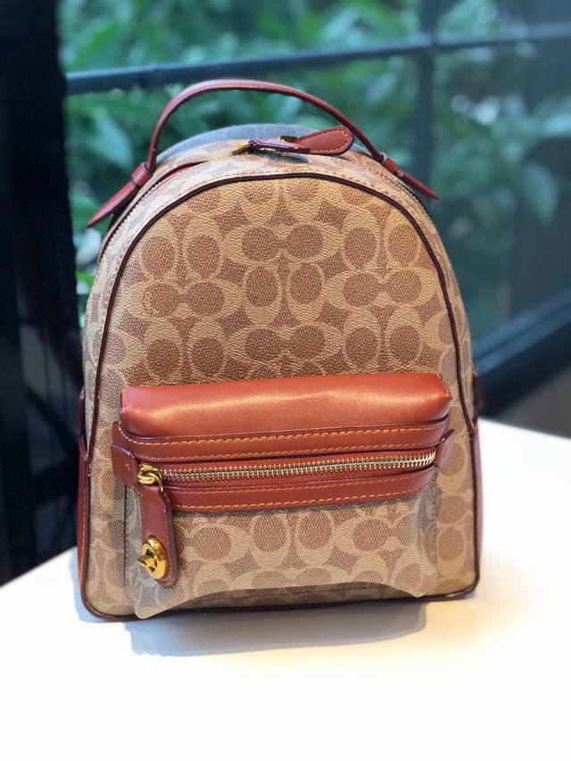 Coach32 蔻驰女士双肩包 背包 中号书包尺寸22 25 11