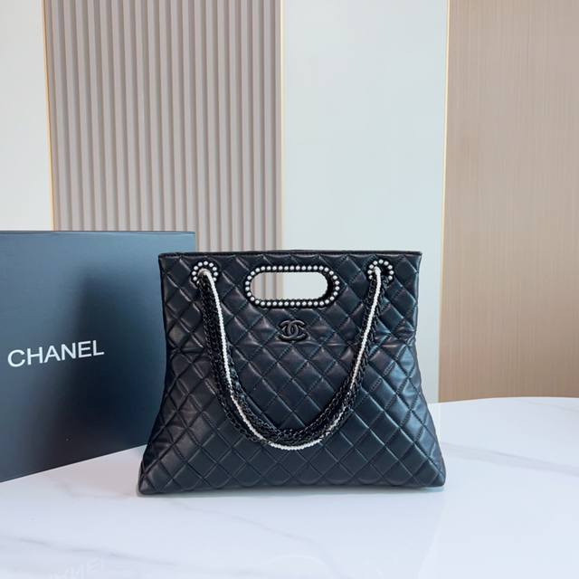 折叠礼盒 Chanel香奈儿23A威斯敏斯特珍珠链条托特购物袋尺寸34 Cm