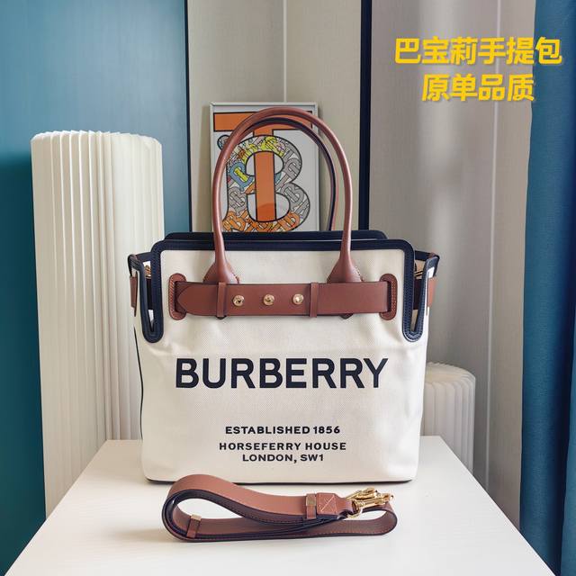 新款size:33 29 Ddd Burberry 巴宝莉帆布托特购物袋 Ddd B家最新爆款 三粒铆钉装饰 Ddd 优雅 朴素 庄重而不失雅致 Ddd 休闲装