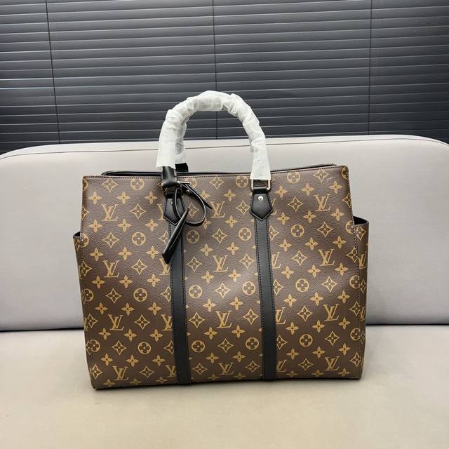 Louisvuitton 路易威登 男包单肩手提包老花sac Plat 24H 托特包采用精湛镶嵌细工 实物拍摄 原厂原版面料 配送小票 防尘袋 44 X 33