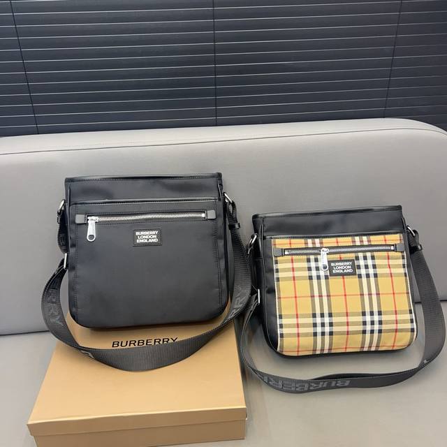 Burberry 巴宝莉 男士单肩包 男包 斜挎包 采用精湛镶嵌细工 经典百搭 实物拍摄 原厂原版面料 高端品质 配送防尘袋 礼盒 27 X 26 Cm