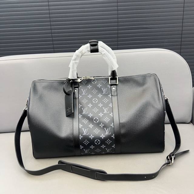 Louisvuitton 路易威登 Keepall旅行袋 手提包袋 机场包 采用精湛镶嵌细工 实物拍摄 原厂原版面料 配送 防尘袋 50 X 27 Cm