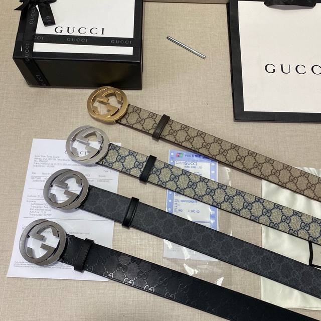 品牌：Gucci 配白色礼盒 等级：原版品质.定制头层牛皮。专柜售经典爆款开模。油边精致 电脑车线 手感柔软.实物拍摄无修饰 上身效果超好.配专柜全套包装.送礼