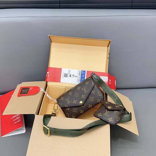 Louisvuitton 路易威登 Felicie 三合一手机包 男女通用单肩包 斜挎包 采用精湛镶嵌细工，经典百搭 实物拍摄 原厂原版面料 配送折叠礼盒 10