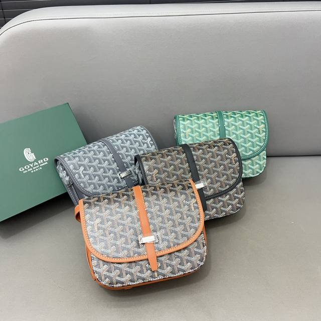 Goyard 戈雅 小号 Belvédère Y字翻盖邮差包 单肩斜挎包 原厂面料 激光雕刻五金 高货品质 配送防尘袋 礼盒 尺寸 22 X 16 Cm