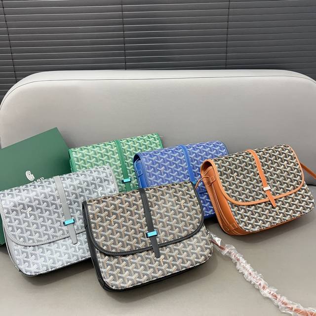 Goyard 戈雅 大号 Belvédère Y字翻盖邮差包 单肩斜挎包 原厂面料 激光雕刻五金 高货品质 配送防尘袋 礼盒 尺寸 20 X 29 Cm