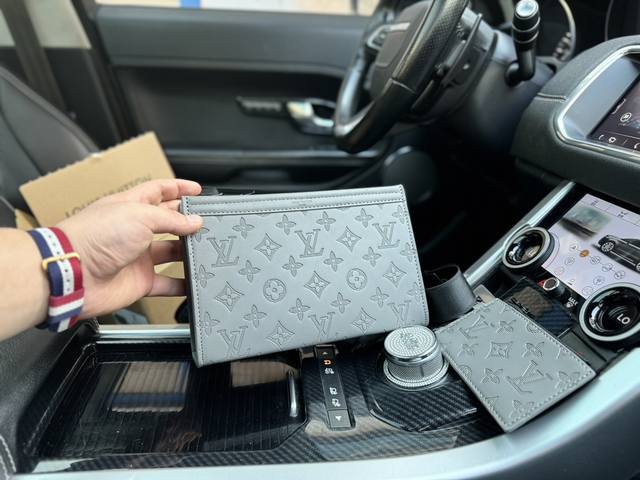 高端货 新款 “Louis Vuitton”Lv单肩包 两件套 路易威登 头层纳帕小牛皮 Louis Vuitton Gaston老花满印三合一 涂层帆布拼牛皮