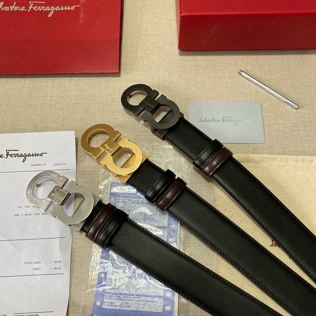 品牌：菲拉格幕ferragamo 钢扣 等级：原单私货.进口头层牛皮，专柜售、堪比正品！油边精致 电脑车线 手感柔软.实物拍摄无修饰 上身效果超好、长度可裁剪.