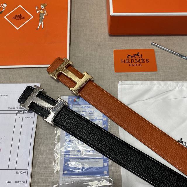 品牌：爱马仕hermes 钢扣 等级：原单私货.进口头层牛皮，专柜售、堪比正品！油边精致 电脑车线 手感柔软.实物拍摄无修饰 上身效果超好、长度不可裁剪.配专柜