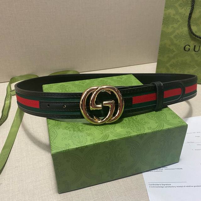 宽度40mm [Gucci 复古双G腰带 Gucci belt皮带 没有选经典爆款纯色双G,买的人实在是太多了...入手的这款标志性红绿织带黑色双G风格更中性百