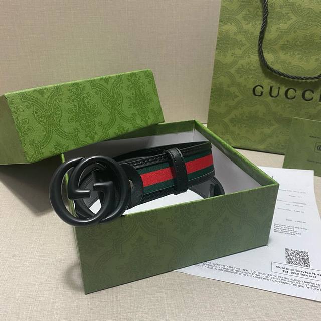 宽度40mm [Gucci 复古双G腰带 Gucci belt皮带 没有选经典爆款纯色双G,买的人实在是太多了...入手的这款标志性红绿织带黑色双G风格更中性百