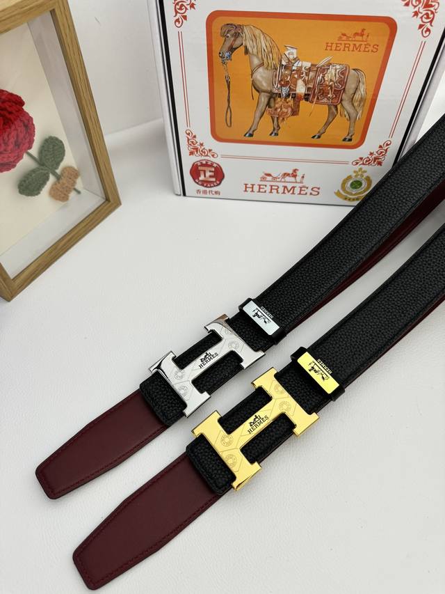 品名：爱马仕.Hermès 原单 材质：原单牛皮腰带 百分百头层牛皮腰带保证真皮，24K纯钢扣，专柜原单品质、做工精细，时尚大牌，送人自用首选 包装： 请认准如