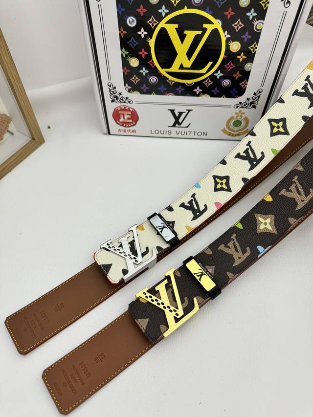 品名：Lv..路易..威登原单 材质：原单牛皮腰带 百分百头层牛皮腰带保证真皮，24K纯钢扣，专柜原单品质、做工精细，时尚大牌，送人自用首选 包装： 请认准如图