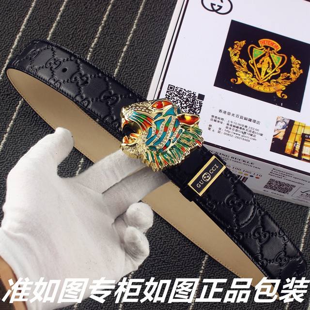 皮带：古奇.Gu...Cci原单 腰带：百分百头层牛皮，保证真皮。24K纯钢扣双面可用专柜同等质量， 送人自用首选 包装： 请认准如图专柜包装，赠送打孔器，银联