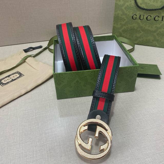 宽度40Mm [Gucci 复古双g腰带 Gucci Belt皮带 没有选经典爆款纯色双g,买的人实在是太多了...入手的这款标志性红绿织带黑色双g风格更中性百 - 点击图像关闭