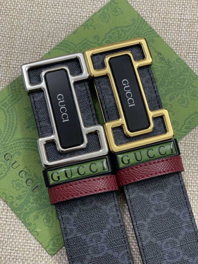 Gucci.古驰全套包装 宽度 38Mm宽度 精品包头五金钢扣 原厂皮料 双面原厂定制进口面料 防水面料撞色手掌纹底皮 时尚百搭