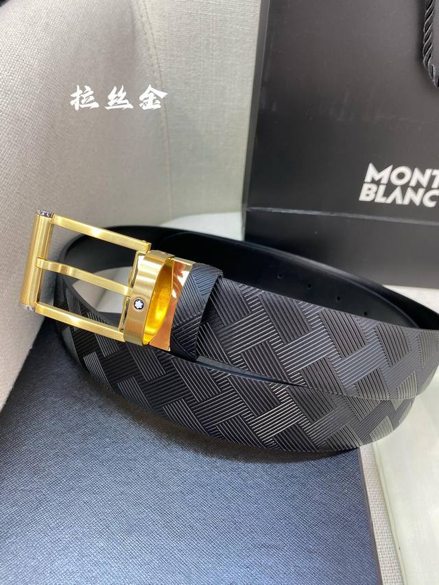 Montblanc万宝龙 宽3.5Cm 采用头层牛皮 压花，精品钢扣，自由裁剪商务休闲皮带