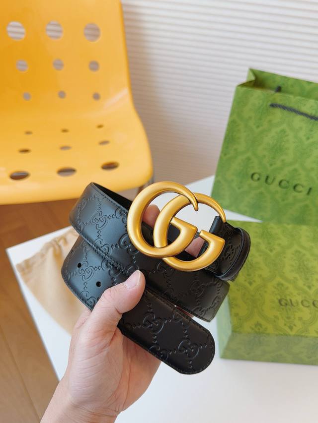 Gucci 古奇官网经典 正品规格 4.0Cm原版品质头层小牛皮压花 进口头层底