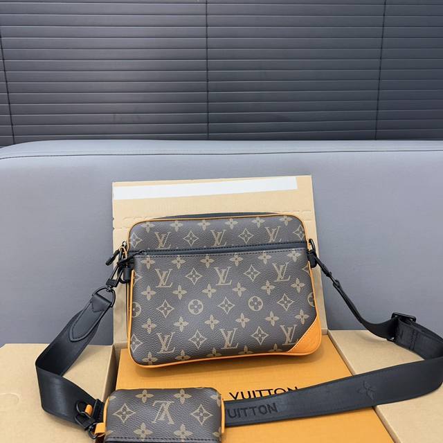 Louisvuitton 路易威登trio三合一 邮差包 单肩包 男女通用斜挎包 采用精湛镶嵌细工，经典百搭 实物拍摄 原厂原版面料 配送防尘袋 礼盒 25 X