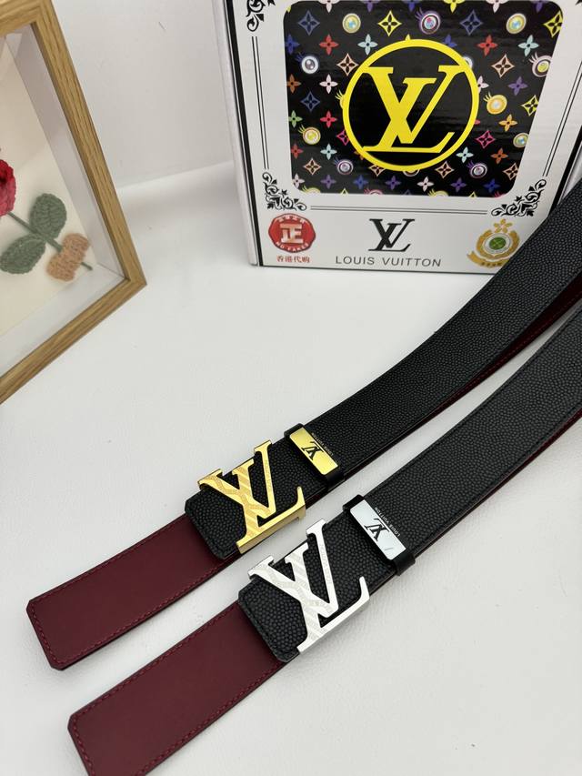 品名：Lv..路易..威登原单 材质：原单牛皮腰带 百分百头层牛皮腰带保证真皮，24K纯钢扣，专柜原单品质、做工精细，时尚大牌，送人自用首选 包装： 请认准如图