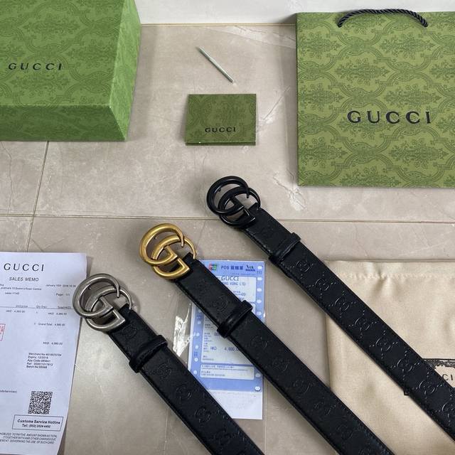 品牌：古驰gucci 等级：原版品质.头层牛皮 专柜售经典爆款开模。油边精致 电脑车线 手感柔软.实物拍摄无修饰 上身效果超好、长度不可裁剪.配专柜全套包装.送