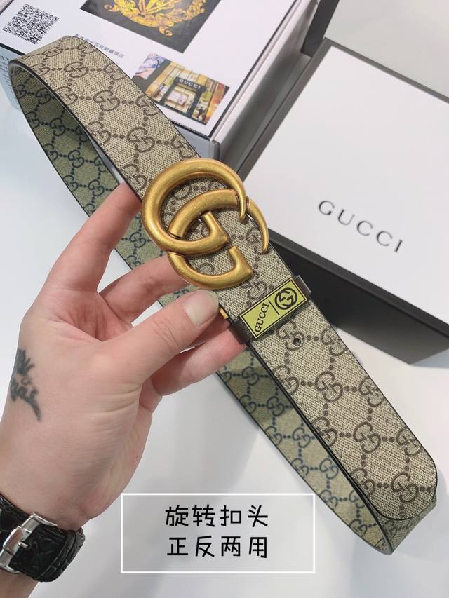 皮带：古奇.Gu...Cci双面用 腰带：百分百头层牛皮，可旋转五金，皮带两面双色，两面使用，一条抵2条。24K纯钢扣双面可用专柜同等质量， 送人自用首选 包装