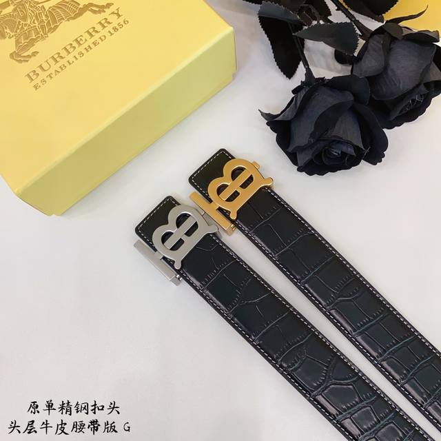 巴宝b家 原单新品 带身采用雙面意大利進口原廠牛皮纹 非市场普通版本 黑色经典配色 百搭适合各种场合 扣头精品设计注意细节 宽度3.8Cm