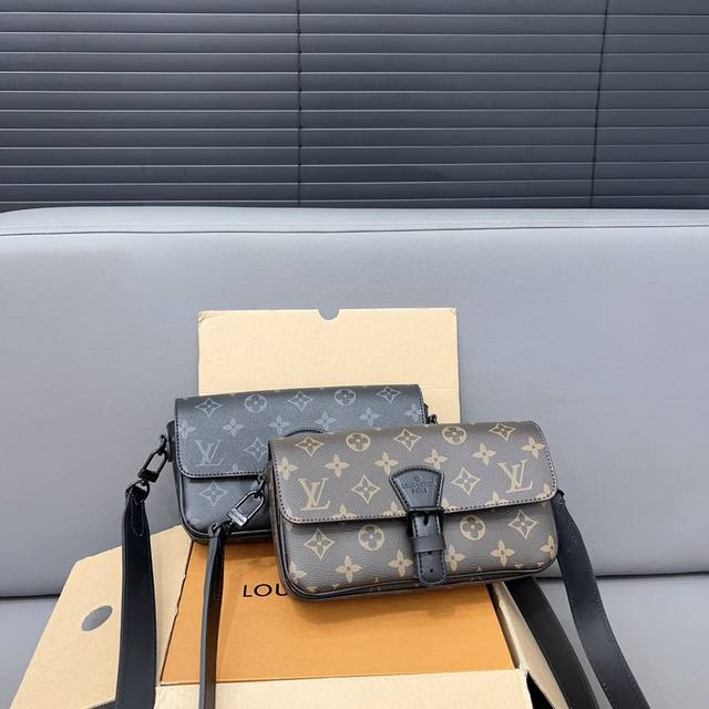 Louisvuitton 路易威登 Montsouris 斜挎包翻盖邮差包 单肩包 男女通用斜挎包 采用精湛镶嵌细工 经典百搭 实物拍摄 原厂原版面料 配送防尘