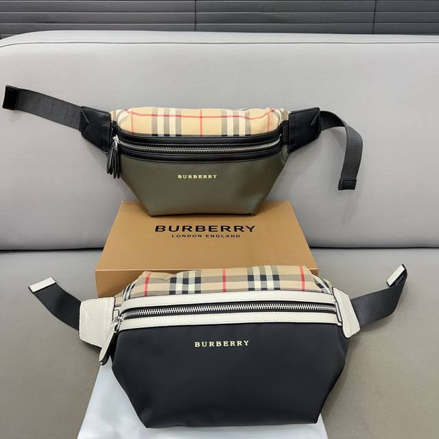 Burberry 巴宝莉 格子腰包 单肩包 男女通用斜挎包胸包 经典logo搭配原厂工艺材质 休闲百搭 采用精湛镶嵌细工，实物拍摄 原厂原版面料 配送防尘袋 3