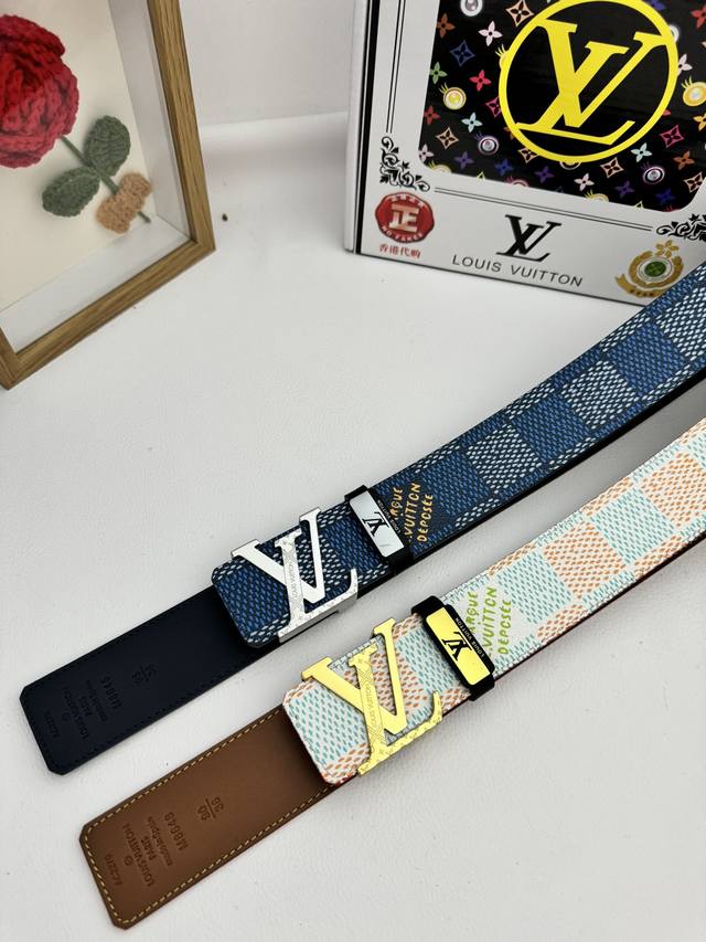 品名：Lv..路易..威登原单 材质：原单牛皮腰带 百分百头层牛皮腰带保证真皮，24K纯钢扣，专柜原单品质、做工精细，时尚大牌，送人自用首选 包装： 请认准如图