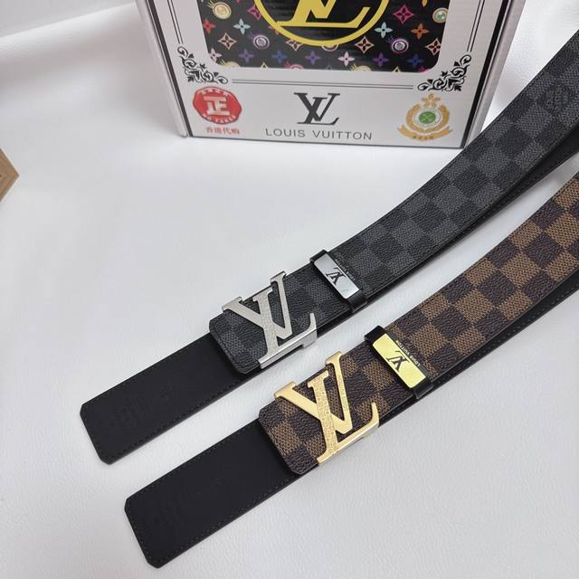 品名：Lv..路易..威登 材质：原单牛皮腰带 百分百头层牛皮腰带保证真皮，24K纯钢扣，专柜原单品质、做工精细，时尚大牌，送人自用首选 包装： 请认准如图专柜