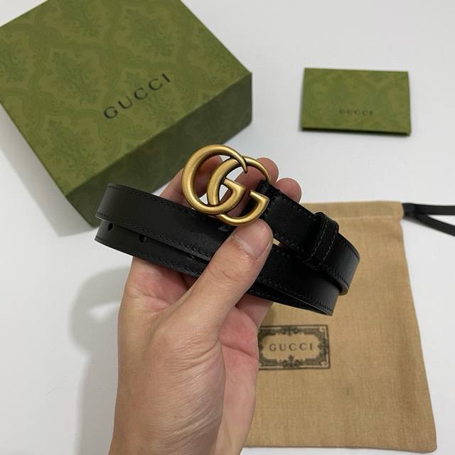 Gucci经典款头层小牛皮 定制皮料 Logo编码宽度2.0Cm 3.0Cm 3.4Cm 4.0Cm 做旧复古金gg扣赠送打孔工具，新款专柜全套包装