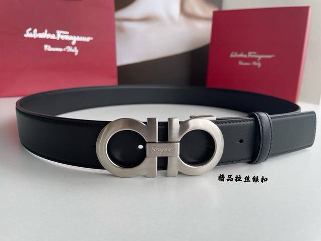 升级版精品款 Ferragamo菲拉格慕男士3.5Cm精品金属扣，加厚电镀层耐磨损不易褪色不易掉色防过敏，进口双面用头层牛皮，百搭耐看不过时。