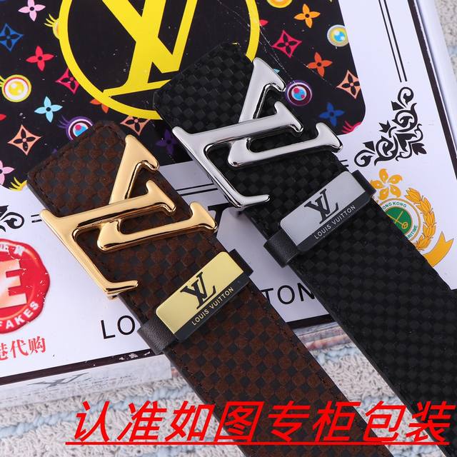 品名：Lv..路易.威登 腰带原单 皮带 材料：百分百头层牛皮，保证真皮。24K纯钢扣双面可用专柜同等质量， 送人自用首选 包装： 请认准如图专柜包装，赠送打孔