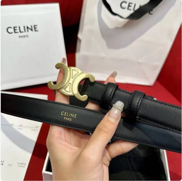 黑金系列是腰带中的王炸了吧 赛琳celine Ss20新款凯旋门logo韩版时尚腰带皮带男士女士通用 宽度2.5Cm