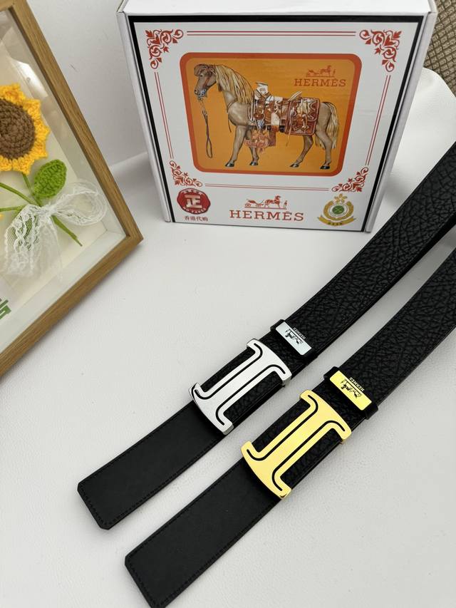 品名：爱马仕.Hermès 原单 材质：原单牛皮腰带 百分百头层牛皮腰带保证真皮，24K纯钢扣，专柜原单品质、做工精细，时尚大牌，送人自用首选 包装： 请认准如