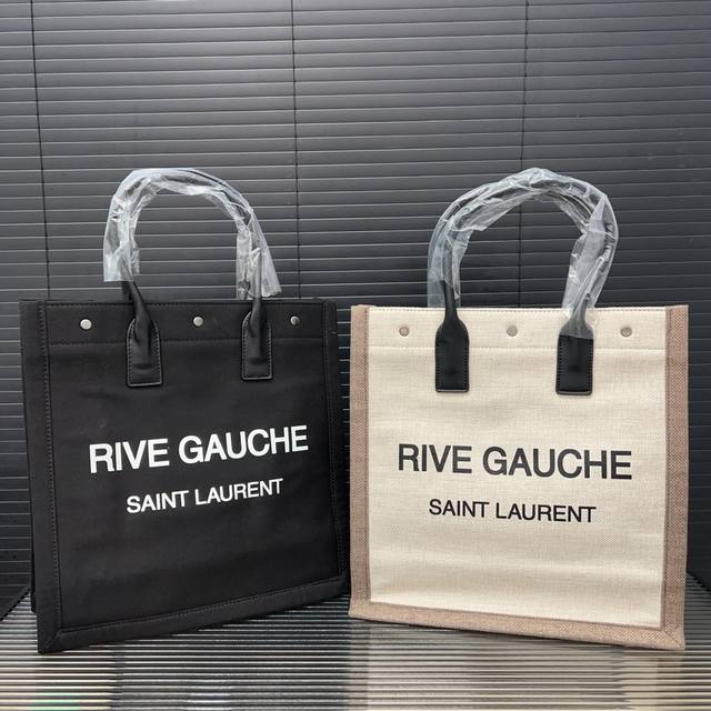 Saint Laurent 圣罗兰 Rive Gauche托特包 购物袋 大容量帆布背包 男女通用 经典logo搭配原厂面料 精巧做工 电镀五金 尺寸:36 X