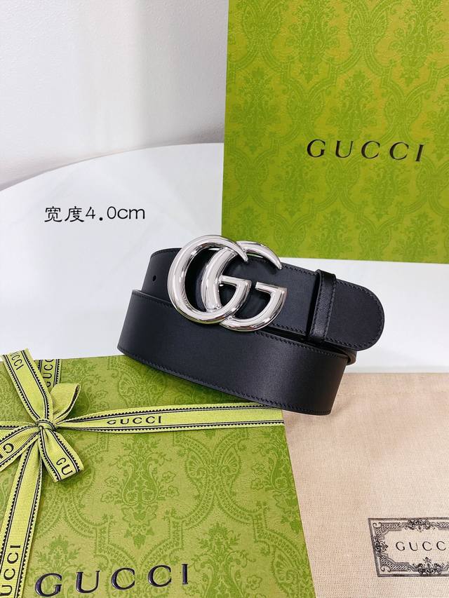 配全套包装礼盒 Gucci 原单腰带，定制进口原版皮，真空电镀扣头，修身百搭腰带，经典爆款，宽度4.0Cm