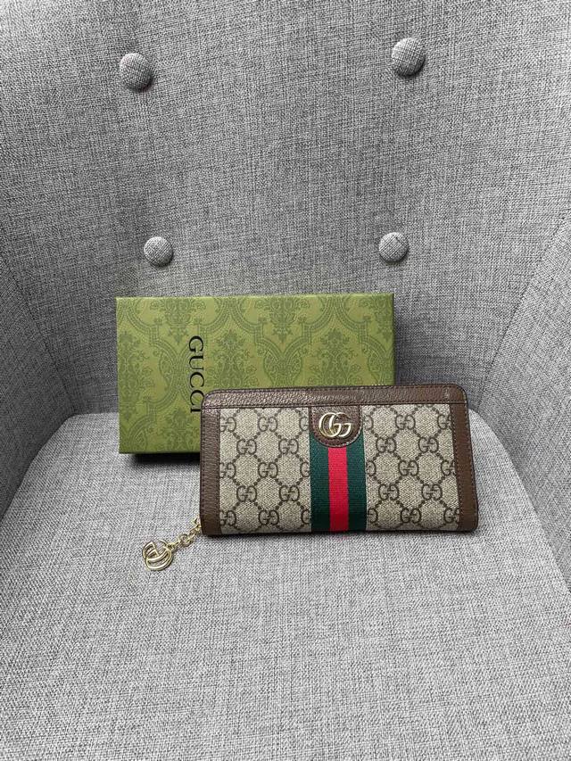 Gucci Leather # 原单品质，采用进口粒面牛皮，搭配乌木色双g面料，金色五金配件实物实拍，523154，尺寸19Cm*10Cm*2.5Cm