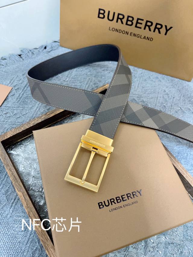 顶级原单复刻 Burberry 博柏利 配送专柜全套礼盒包装 原厂皮料，格纹 黑色牛皮腰带 皮带质感十足，手感柔软。时尚个性，经典百搭，可自行选择搭配~ 品质毋