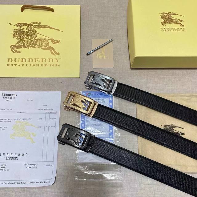 品牌：巴宝莉burberry 等级：一整张牛皮切割，头层原皮、新款开模。带宽3.5厘米.油边精致 ，实物拍摄无修饰 上身效果超好、.配专柜全套包装.送礼自带首选