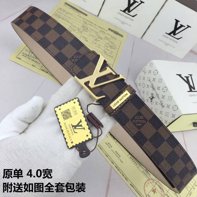 品牌：Lv.易路威登原单 型号：原单！法国专柜新款 等级：意大利进口百分百头层牛皮，Lv.易路威登，世界著名奢侈品品牌，经典棋盘格仔系列，4.0宽磨砂底，进口头