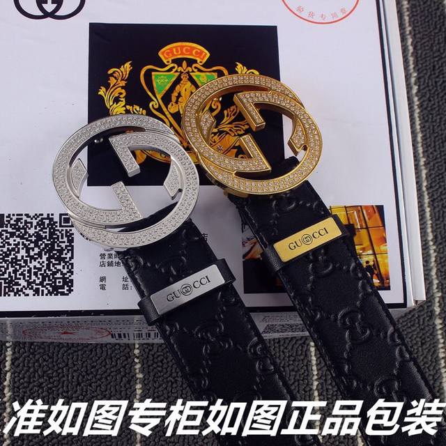 品名：古奇.Gu Cci镶钻 型号：认准如图专柜包装，赠送打孔器 材料：百分百头层牛皮，保证真皮。24K纯钢扣，镶钻gg花纹系列专柜同等质量， 送人自用首选 包