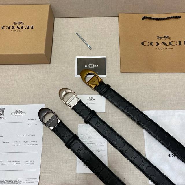 品牌：蔻驰coach 等级：女士皮带.定制头层牛皮.双面可用。油边精致、官网同步新款 配专柜全套包装 送打眼针 长度裁剪 扣头：广州原版扣 长度：95 125C