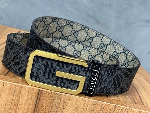 高端品質，實物拍攝 批 配全套禮盒 Gucci.古馳 全套包裝 寬度 38Mm寬度 精品五金包頭鋼扣 原廠皮料 雙面原廠定制進口面料 可雙面使用